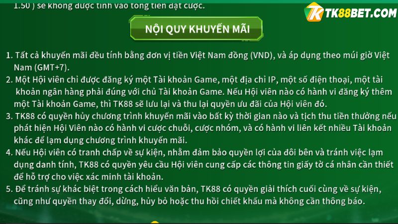 Nội quy khuyến mãi